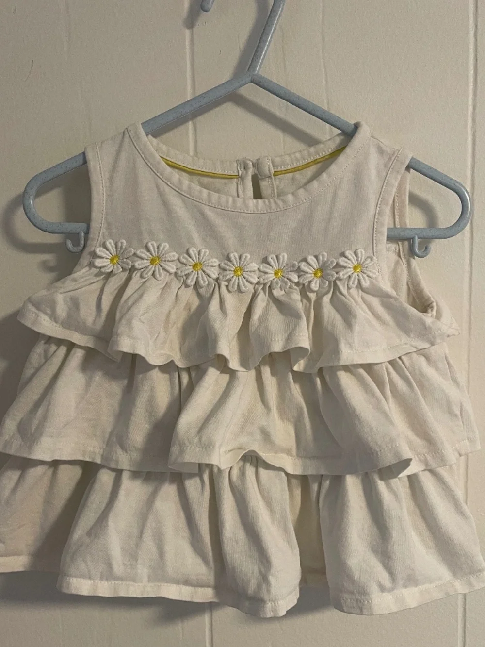 Mini Boden Ruffle Flower Cream Baby/Toddler Top